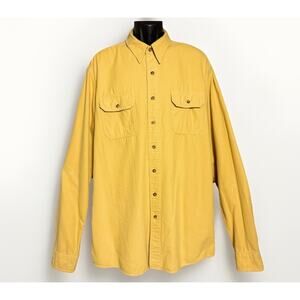 Vintage Eddie Bauer Shirt XL Tall Butter Yellow Moleskin Chamois Utility Flannel